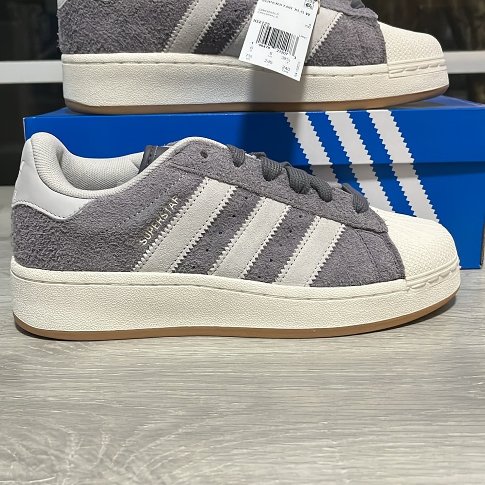 NWT Adidas Originals Superstar XLG Women's Shoes - Grey/White - IG2125 - Picture 3 of 12